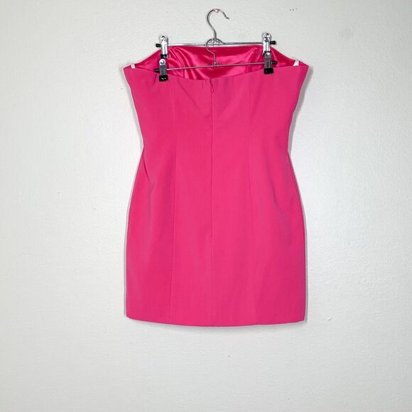 DRESS ONLY Nadine Merabi Emilee M US 8 Hot Pink Mini Strapless - Picture 3 of 5